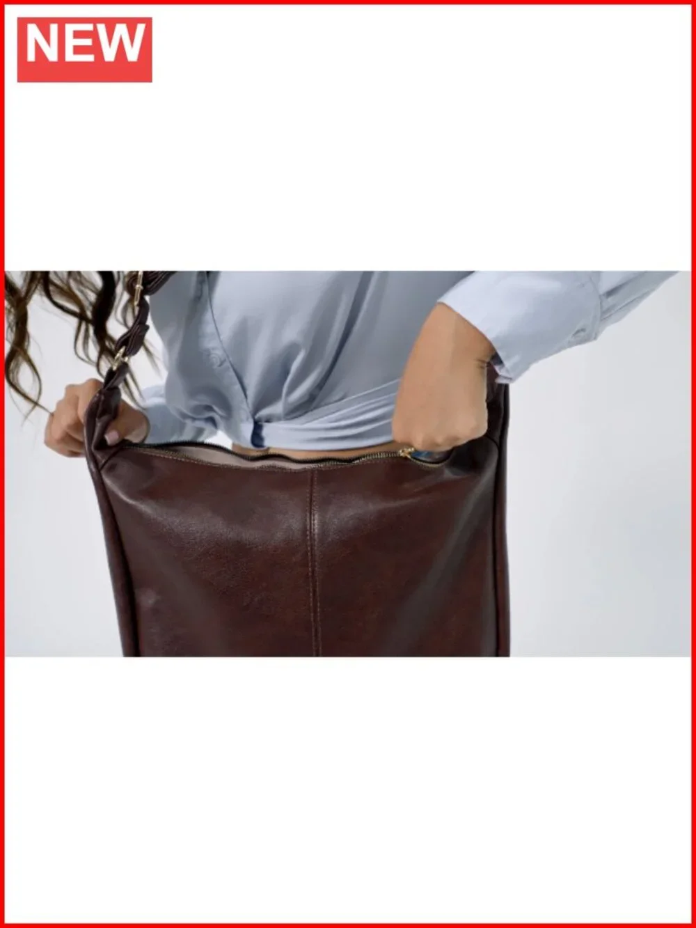 Foldable Slouchy Hobo Bag Crossbody Purse PU Leather Tote